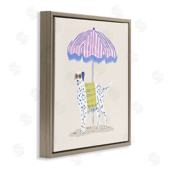 Stupell Industries Krissy Mast | Pastel Beach Umbrella Dalmatian