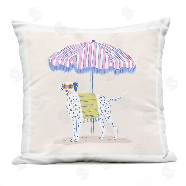 Stupell Industries Krissy Mast | Pastel Beach Umbrella Dalmatian Printed Throw Pillow