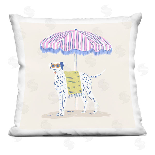 stupell industries Krissy Mast | Pastel Beach Umbrella Dalmatian Printed Throw Pillow