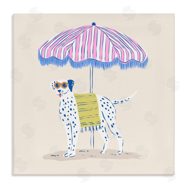 stupell industries Krissy Mast | Pastel Beach Umbrella Dalmatian