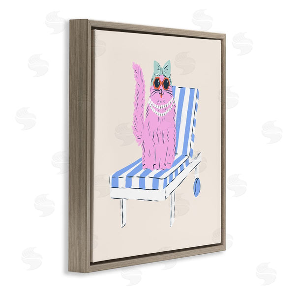 Stupell Industries Krissy Mast | Pink Cat Lounge Chair