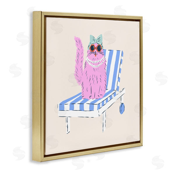 Stupell Industries Krissy Mast | Pink Cat Lounge Chair