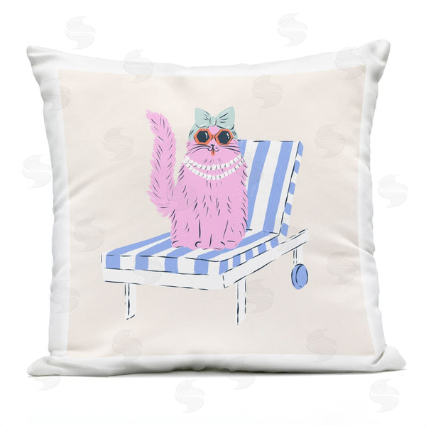 Stupell Industries Krissy Mast | Pink Cat Lounge Chair Printed Throw Pillow