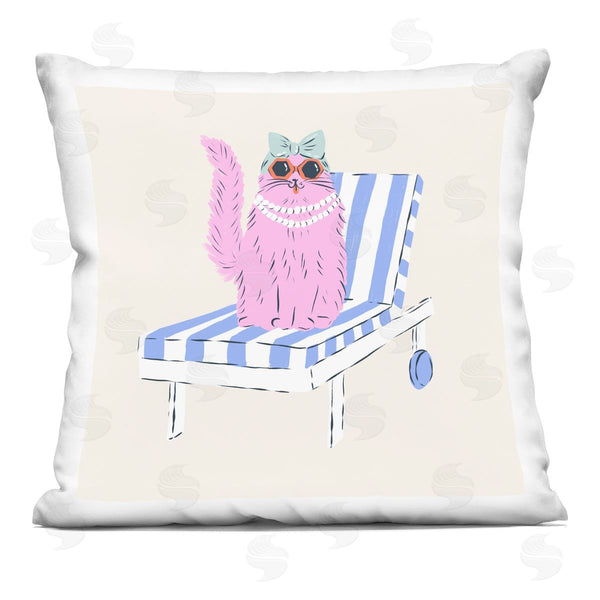 stupell industries Krissy Mast | Pink Cat Lounge Chair Printed Throw Pillow