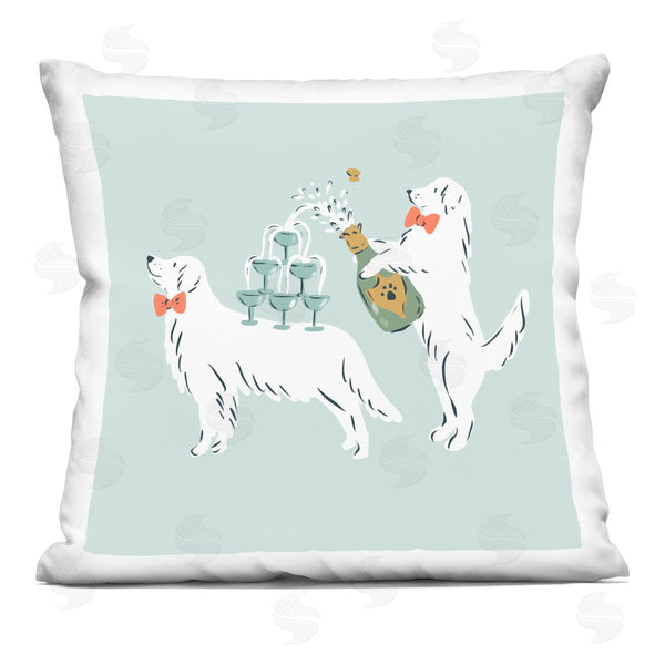 stupell industries Krissy Mast | Popping Champagne Dogs Printed Throw Pillow