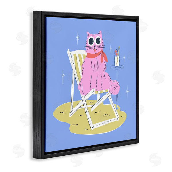 Stupell Industries Krissy Mast | Summer Beach Chair Cat Wall Art