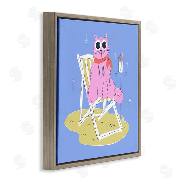 Stupell Industries Krissy Mast | Summer Beach Chair Cat Wall Art