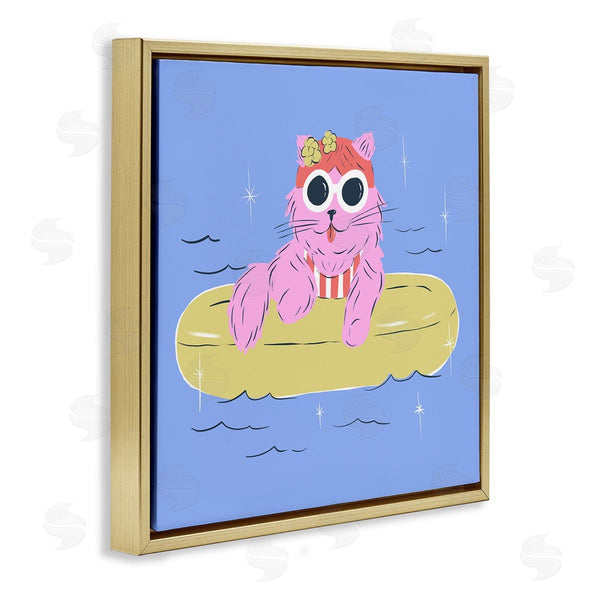 Stupell Industries Krissy Mast | Summer Pool Float Cat Wall Art