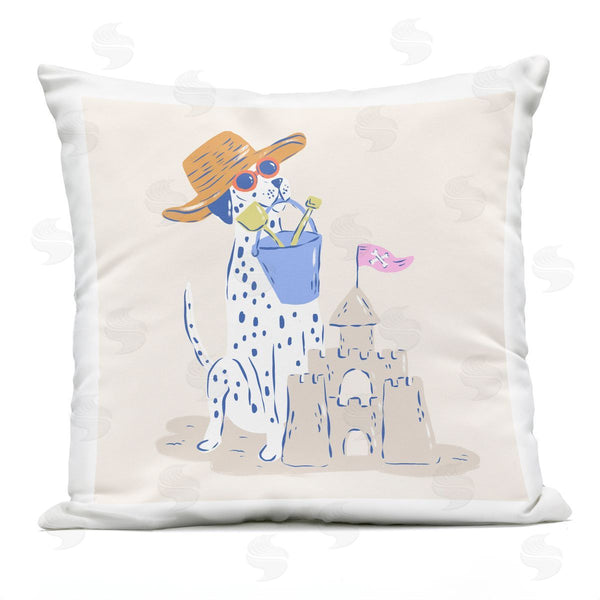 Stupell Industries Krissy Mast | Summer Sandcastle Dalmatian Printed Throw Pillow