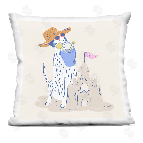 stupell industries Krissy Mast | Summer Sandcastle Dalmatian Printed Throw Pillow