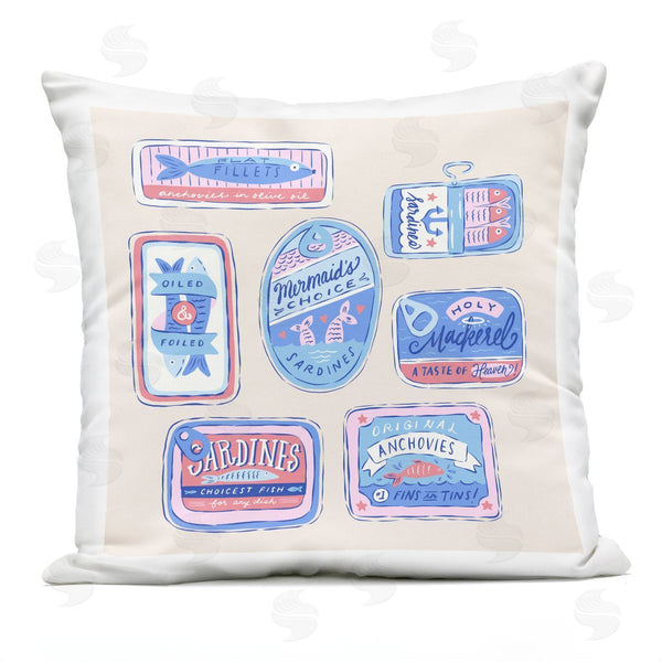 Stupell Industries Krissy Mast | Various Canned Fish Seafood Printed Throw Pillow