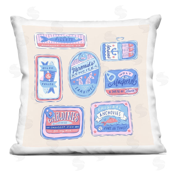 stupell industries Krissy Mast | Various Canned Fish Seafood Printed Throw Pillow