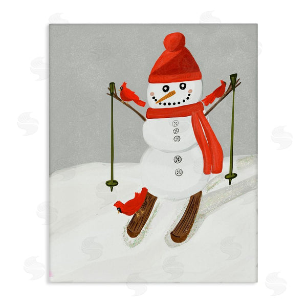 stupell industries Kristal Clifford | Snowman Skiing with Cardinals