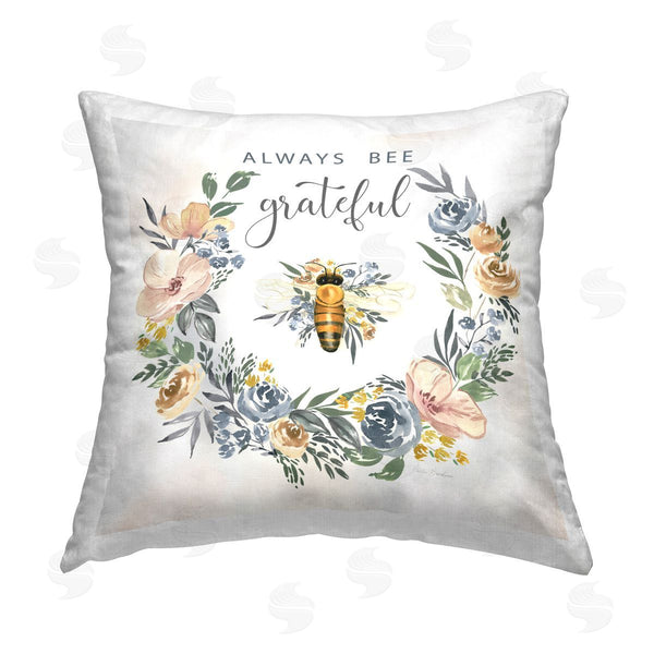 stupell industries Kristen Brockmon | Country Bee Grateful Printed Throw Pillow