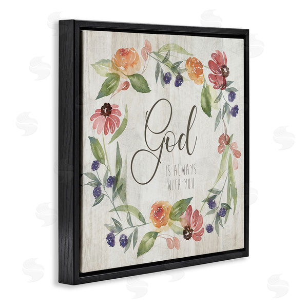Stupell Industries Kristen Brockmon | God Always With You Sentiment Wild Flower Wreath Wall Art