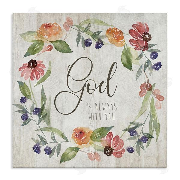stupell industries Kristen Brockmon | God Always with You Sentiment Wild Flower Wreath Wall Art