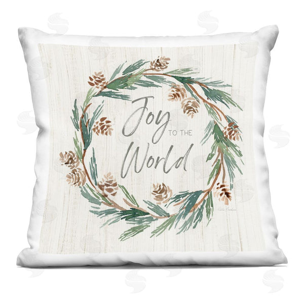 stupell industries Kristen Brockmon | Joy Pinecone Wreath Printed Throw Pillow