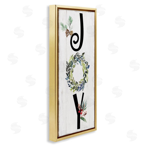 Stupell Industries Kristen Brockmon | Joy Seasonal Botanical Wreath Wall Art