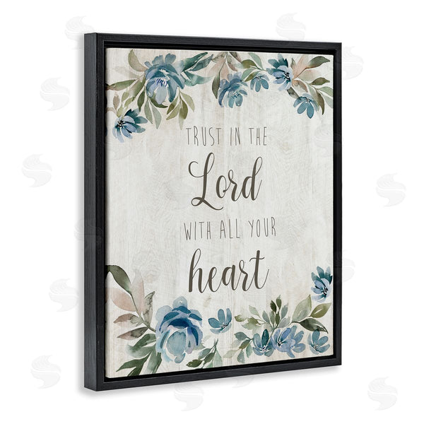 Stupell Industries Kristen Brockmon | Trust The Lord With Heart Vintage Blue Florals Wall Art