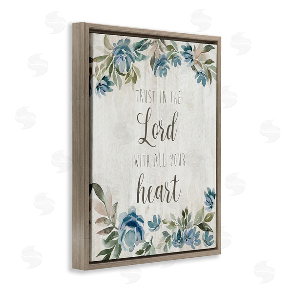 Stupell Industries Kristen Brockmon | Trust The Lord With Heart Vintage Blue Florals Wall Art