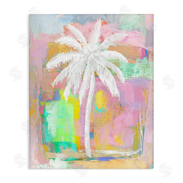 stupell industries Kristen Drew | Pastel Palm Tree Tropical Layered Brush Strokes Wall Art