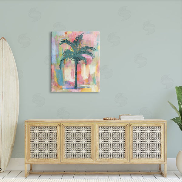 Stupell Industries Kristen Drew | Tropical Palm Tree Abstract Pink Yellow Collage Wall Art