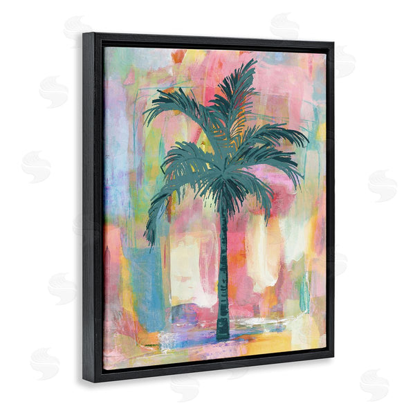 Stupell Industries Kristen Drew | Tropical Palm Tree Abstract Pink Yellow Collage Wall Art