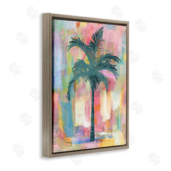 Stupell Industries Kristen Drew | Tropical Palm Tree Abstract Pink Yellow Collage Wall Art