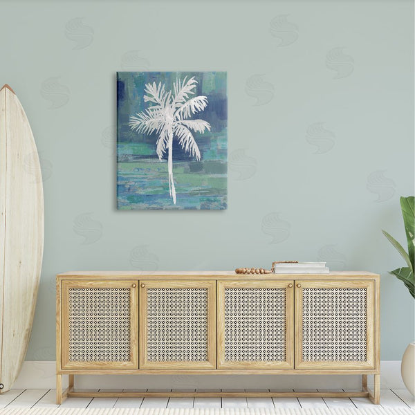 Stupell Industries Kristen Drew | White Palm Tree Leaves Abstract Green Background Wall Art
