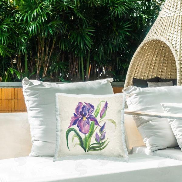 Stupell Industries Kristy Rice | Purple Iris Flower Printed Throw Pillow
