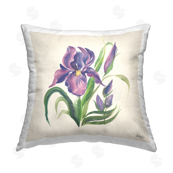 stupell industries Kristy Rice | Purple Iris Flower Printed Throw Pillow