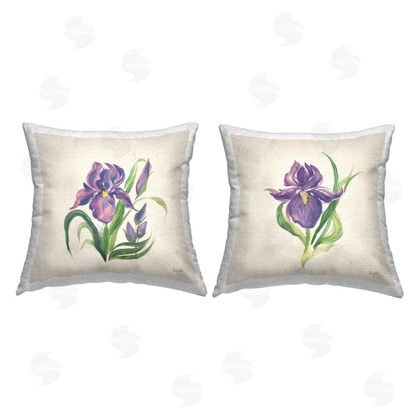 Stupell Industries Kristy Rice | Purple Iris In Bloom Printed Throw Pillow Set