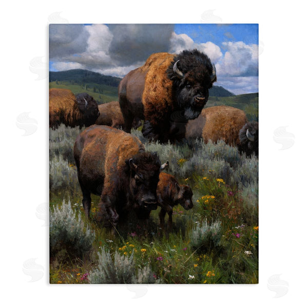 stupell industries Kyle Sims | Bison Herd Rural Landscape Wall Art