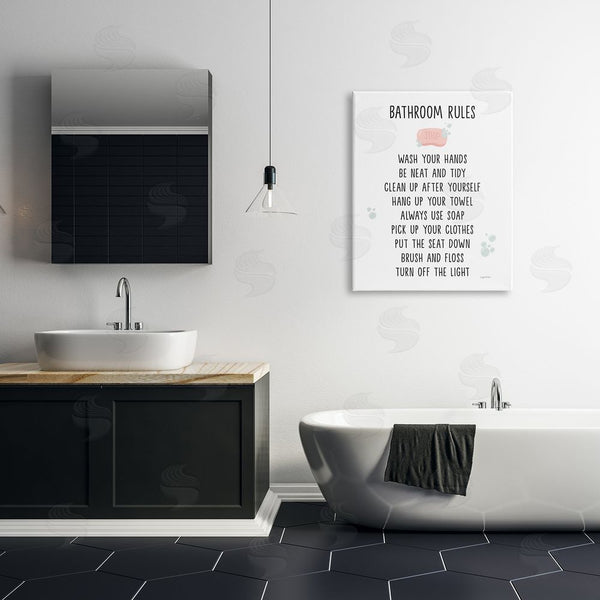 Stupell Industries Lady Louise Designs | Bathroom Rules List Soap Bubbles Wall Art