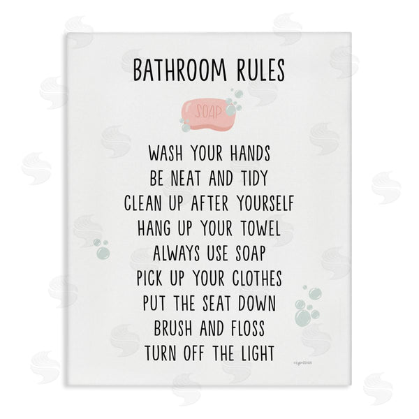 stupell industries Lady Louise Designs | Bathroom Rules List Soap Bubbles Wall Art