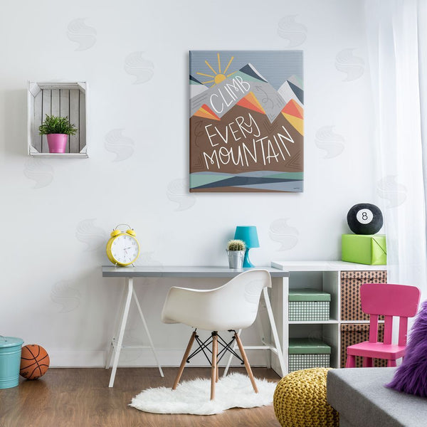 Stupell Industries Lady Louise Designs | Climb Every Mountain Phrase Playful Geometric Landscape Wall Art