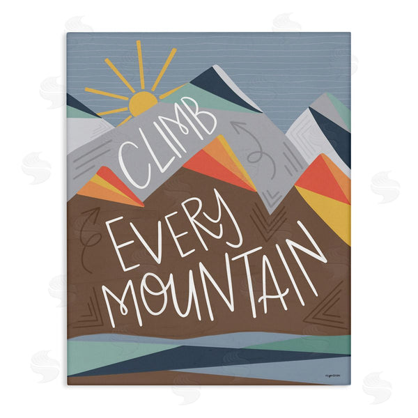 stupell industries Lady Louise Designs | Climb Every Mountain Phrase Playful Geometric Landscape Wall Art