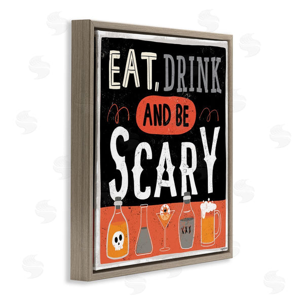 Stupell Industries Lady Louise Designs | Eat Drink Be Scary Spooky Phrase Halloween Cocktails Wall Art