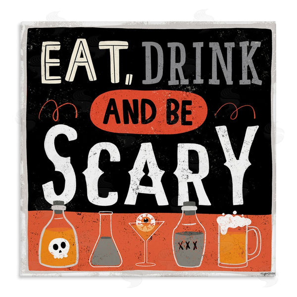 stupell industries Lady Louise Designs | Eat Drink Be Scary Spooky Phrase Halloween Cocktails Wall Art