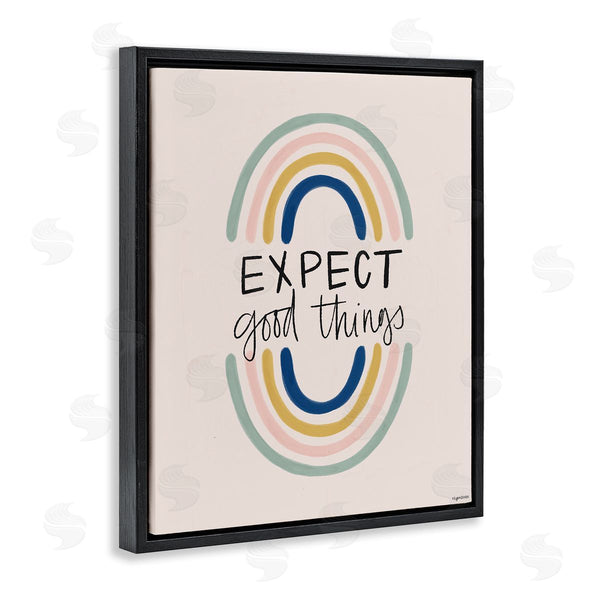 Stupell Industries Lady Louise Designs | Expect Good Things Phrase Double Rainbow Reflection Wall Art