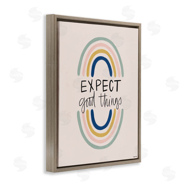Stupell Industries Lady Louise Designs | Expect Good Things Phrase Double Rainbow Reflection Wall Art