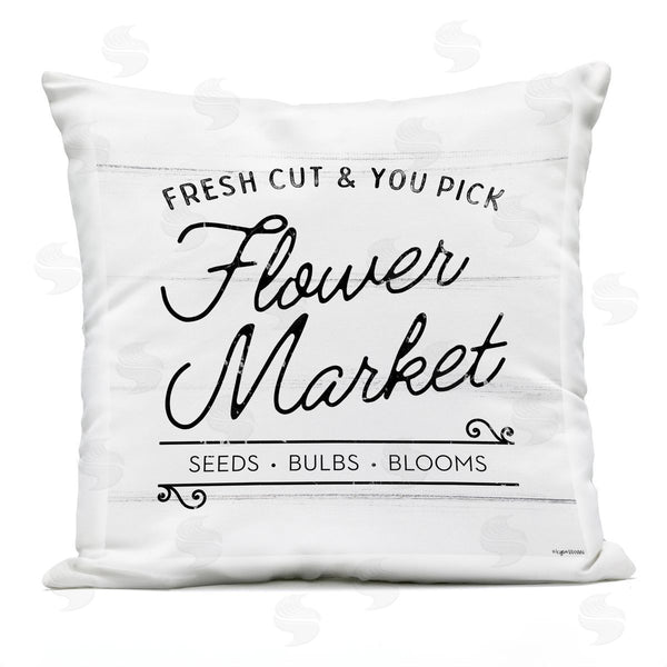 Stupell Industries Lady Louise Designs | Fresh Cut Flowers Vintage Market Typography Printed Throw Pillow