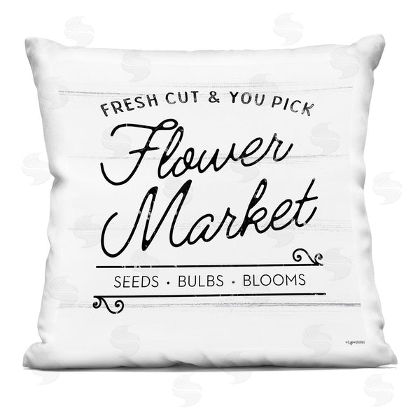 stupell industries Lady Louise Designs | Fresh Cut Flowers Vintage Market Typography Printed Throw Pillow