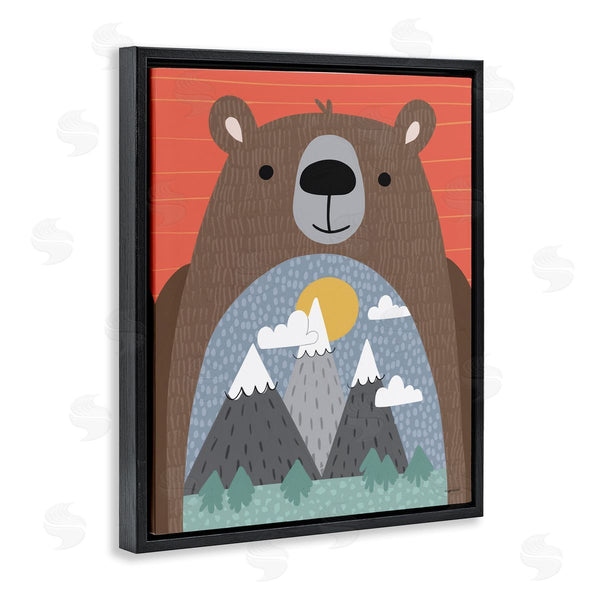 Stupell Industries Lady Louise Designs | Happy Brown Bear Mountain Range Landscape Belly Wall Art