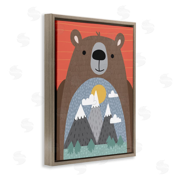 Stupell Industries Lady Louise Designs | Happy Brown Bear Mountain Range Landscape Belly Wall Art