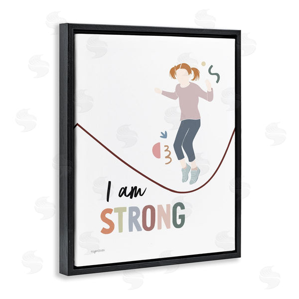 Stupell Industries Lady Louise Designs | I Am Strong Uplifting Girl Jumping Rope Phrase Wall Art