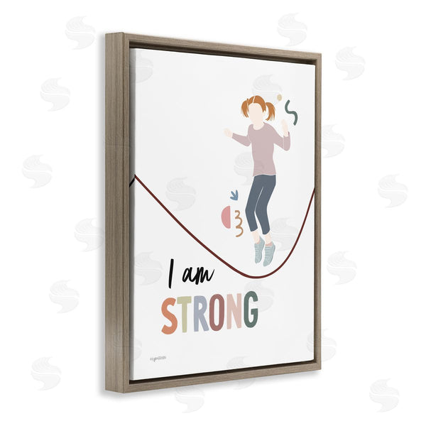 Stupell Industries Lady Louise Designs | I Am Strong Uplifting Girl Jumping Rope Phrase Wall Art