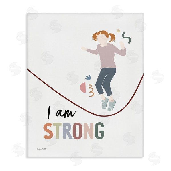 stupell industries Lady Louise Designs | I Am Strong Uplifting Girl Jumping Rope Phrase Wall Art