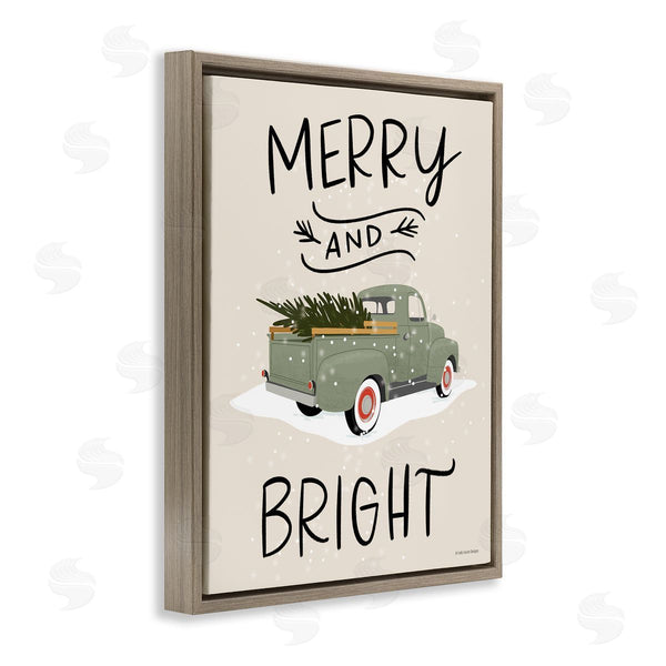 Stupell Industries Lady Louise Designs | Merry And Bright Holiday Typography Fir Tree Truck Wall Art