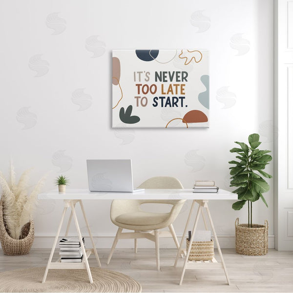 Stupell Industries Lady Louise Designs | Never Too Late To Start Motivational Phrase Abstract Wall Art